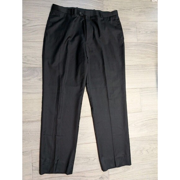 Tasso Elba Men's Black Pinstripe Pleated Wool Cashmere Pants 40x32 - Picture 1 of 5